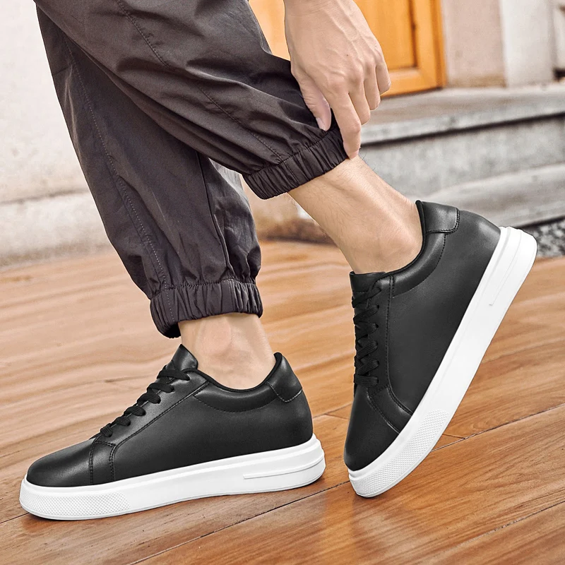 New Men’s Sneakers Elevator Shoes Heightening Height Increase Insole 6-10CM High Heels Shoes Leather Sport Shoes Men Shoes